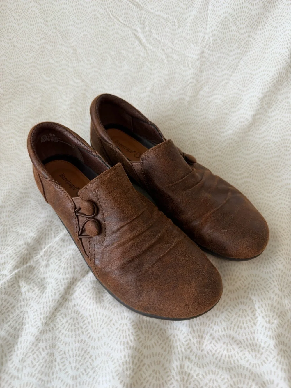 BareTraps Chestnut Brown Leather Slip-On Loafers